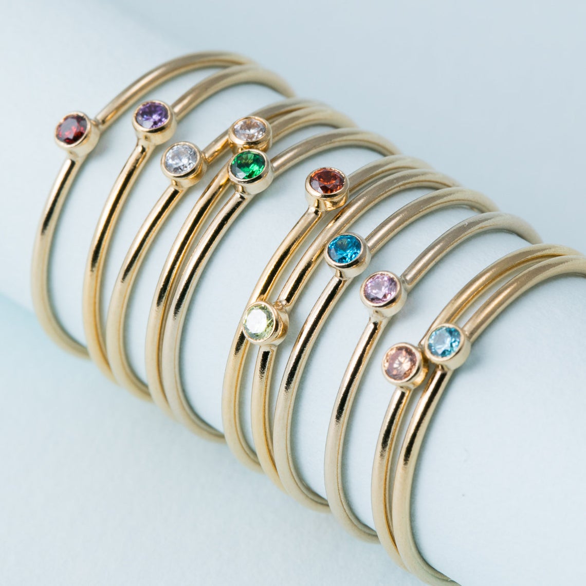 Birthstone Ring Set - Birthstone Ring 14K gold gefüllt Knuckle