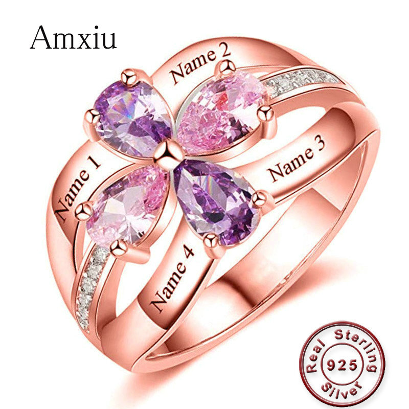 Birthstone Ring Set - Amxiu Anpassen Große Hochzeit Ring Name