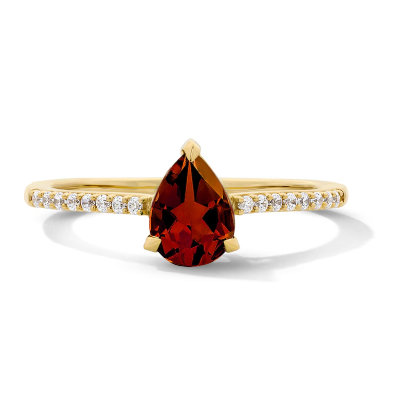 Birthstone Ring Set - Personalisierter Geburtssteinring mit Pavé-Zirkonia-Besatz, tropfenförmiger Geburtsstein,