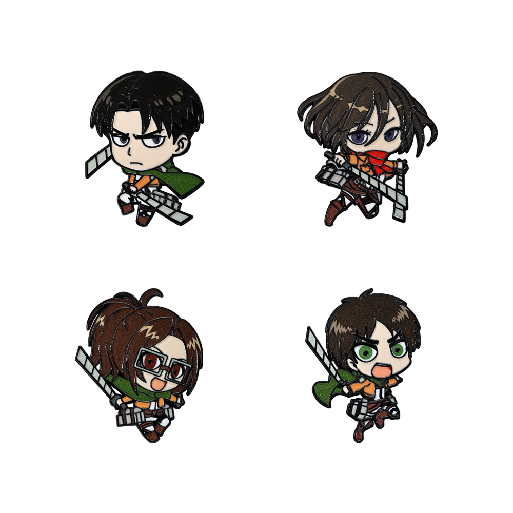 Levi Jewelry & Watches Inc - 4-teiliges Emaille-Pin-Set im Survey Corps-Stil, Anime-Cartoon-Charaktere,