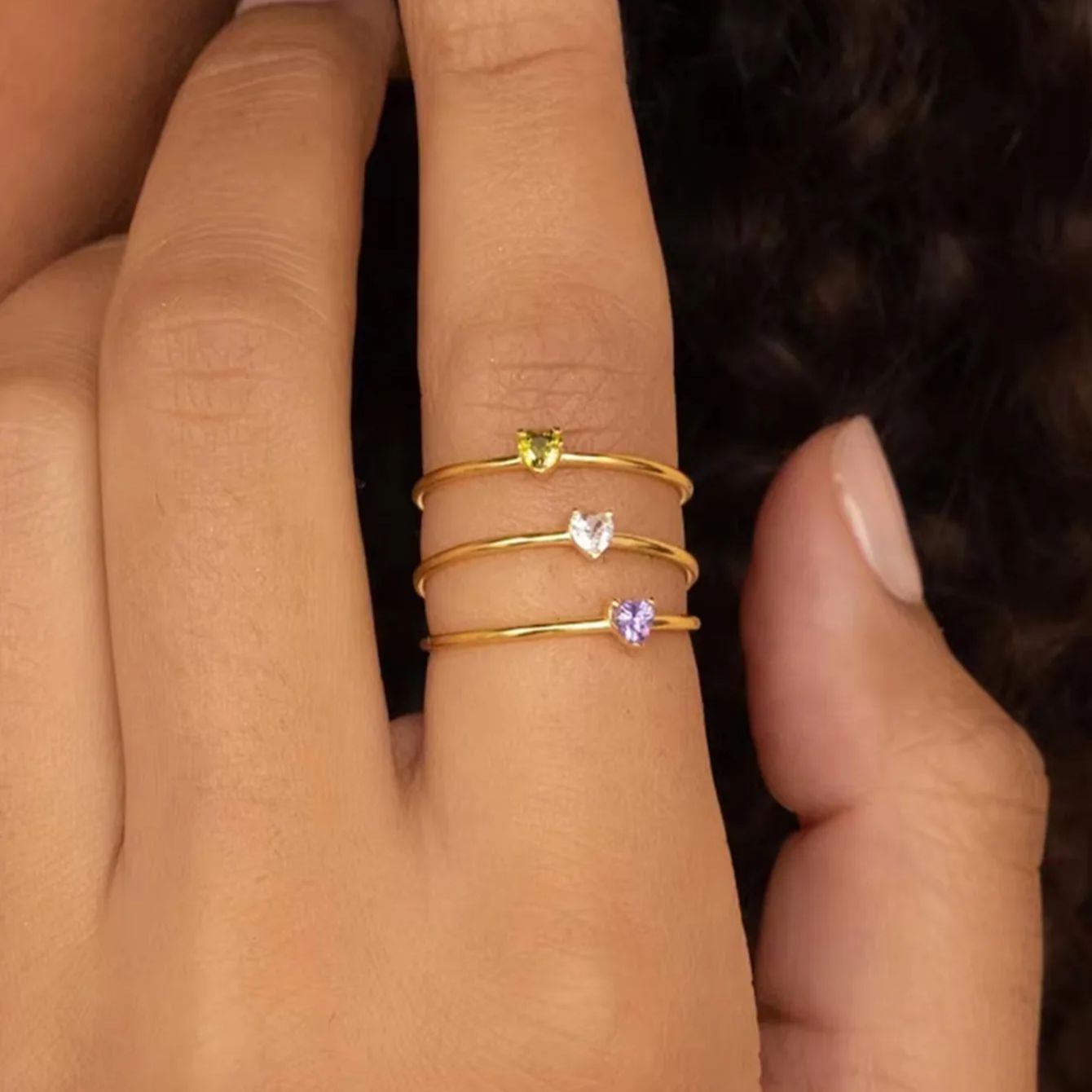 12-Geburtsstein-Zirkonia-Herzr – Birthstone Ring Set Bewertung und Preis