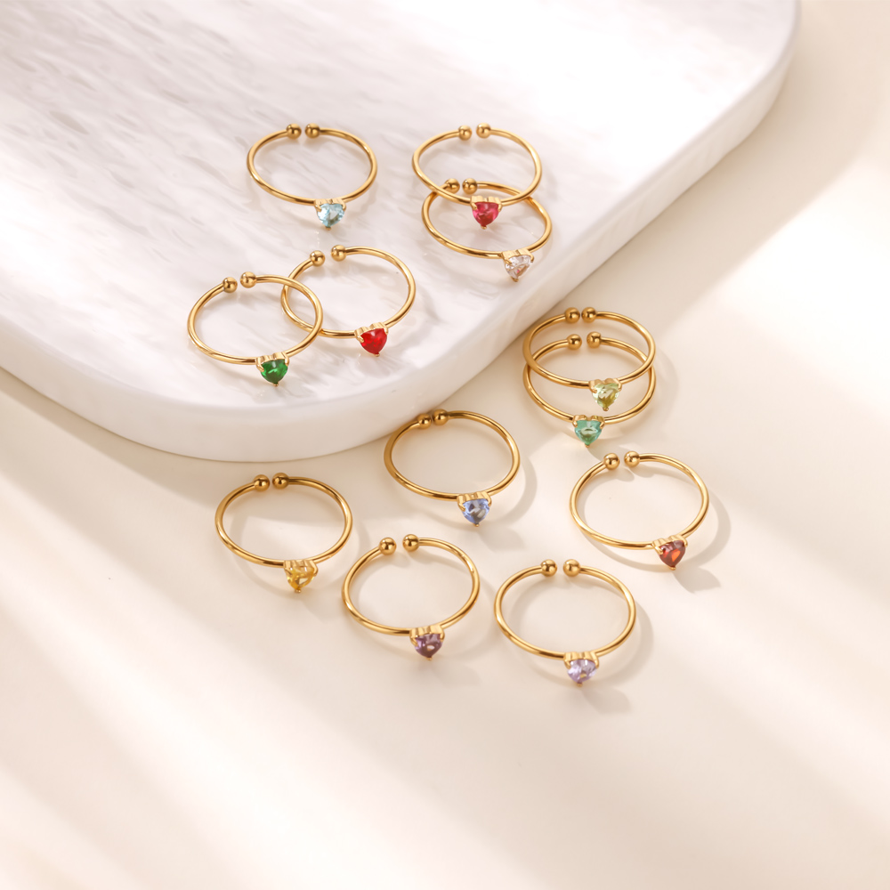 12-Geburtsstein-Zirkonia-Herzr – Birthstone Ring Set Bewertung und Preis