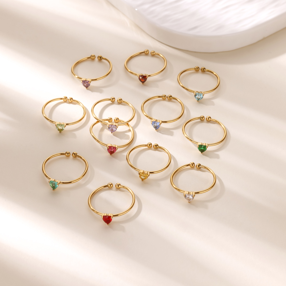 12-Geburtsstein-Zirkonia-Herzr – Birthstone Ring Set Bewertung und Preis